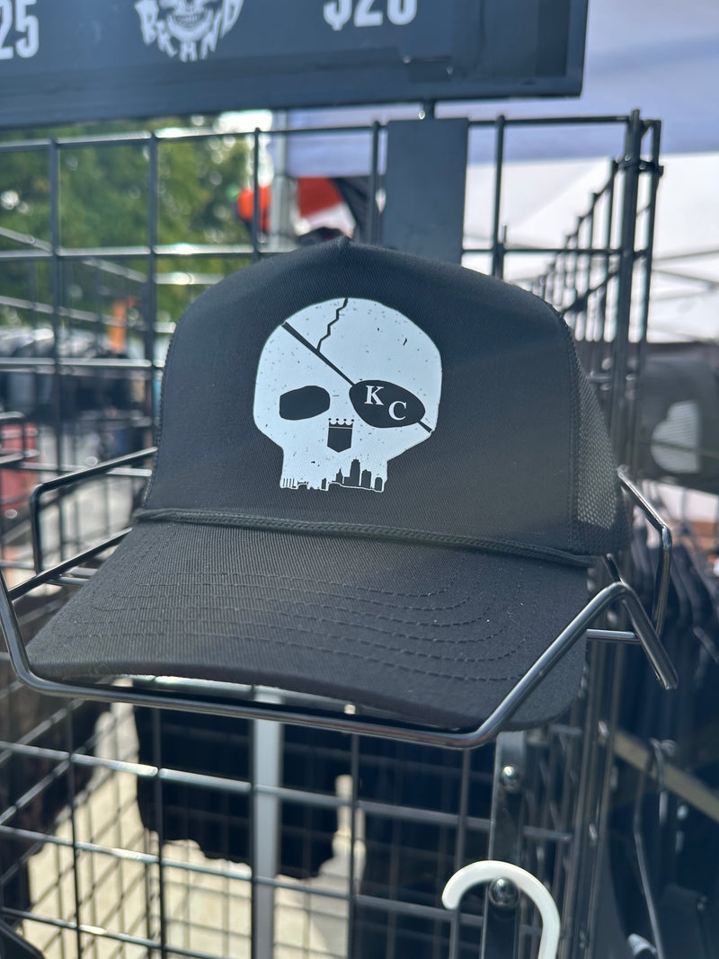 Skyline Skull Trucker Hat - Black