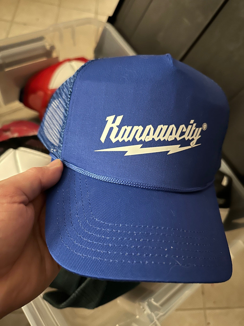 Commandeer Brand Kansascity Trucker Hat Blue/White