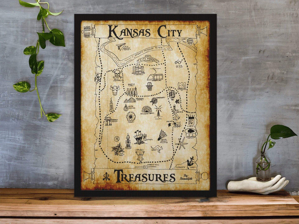 Kansas City Treasures Print "Worn Map"
